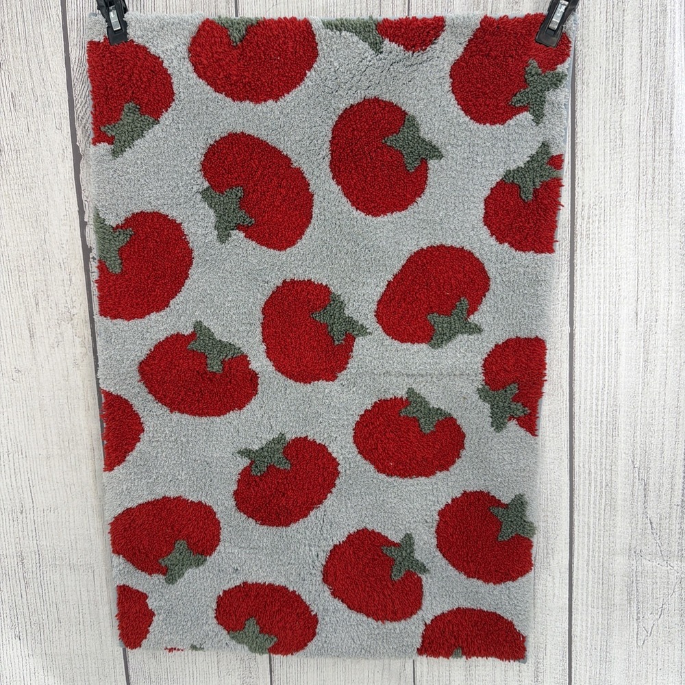 Rachel Ashwell Bathroom Mat 21x31 Blue Red Tomatoes Cottage Shabby Chic Rug